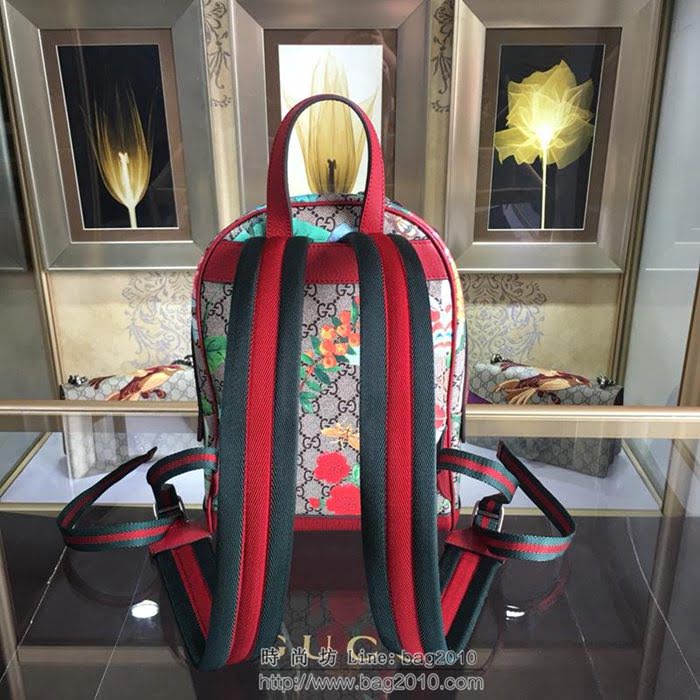 GUCCI 古馳女包 新款 427042 pvc刺繡 古奇奢侈品女包 花鳥印花圖案 雙肩包 女款背包